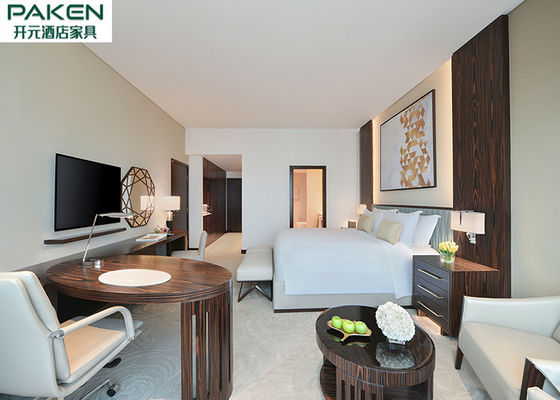 Sofitel cinque insiemi di camera da letto standard della mobilia dell'hotel della stella Ebony Veneer + Hue Fnurnitures leggero